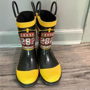 Firechief Kids Rain Boots - Black and Yellow